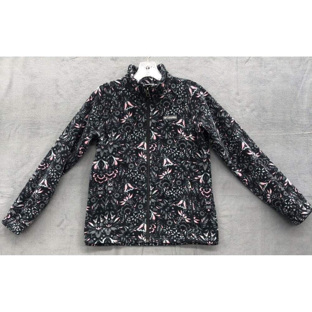Columbia Sportswear Company Kids Girls Fleece Jacket Size Large Black Print